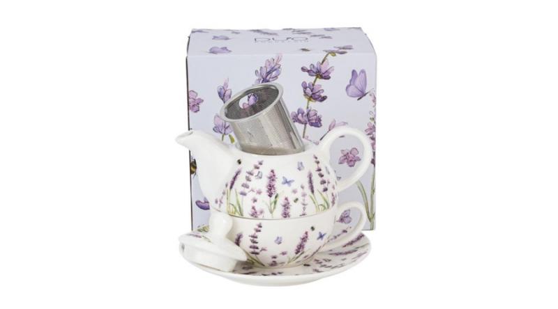 D.G.30761 Porcelán egyszemélyes teáskészlet, 350-300ml, Classic Lavender