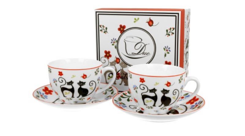 D.G.33144 Porceláncsésze+alj, 280ml, 2 személyes, Koty Etno, cicás