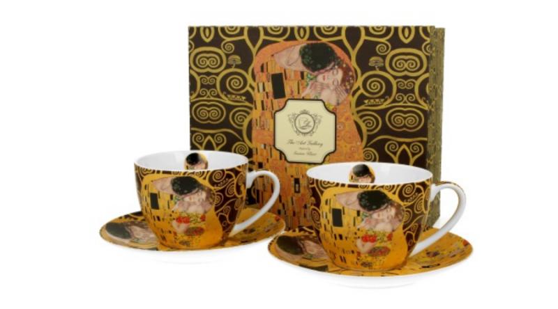 D.G.33427 Porceláncsésze+alj, 280ml, 2 személyes, dobozban, Klimt: The Kiss