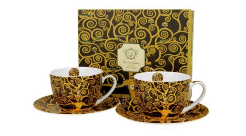 D.G.33564 Porceláncsésze+alj, 250ml, 2 személyes, dobozban, Klimt:Életfa