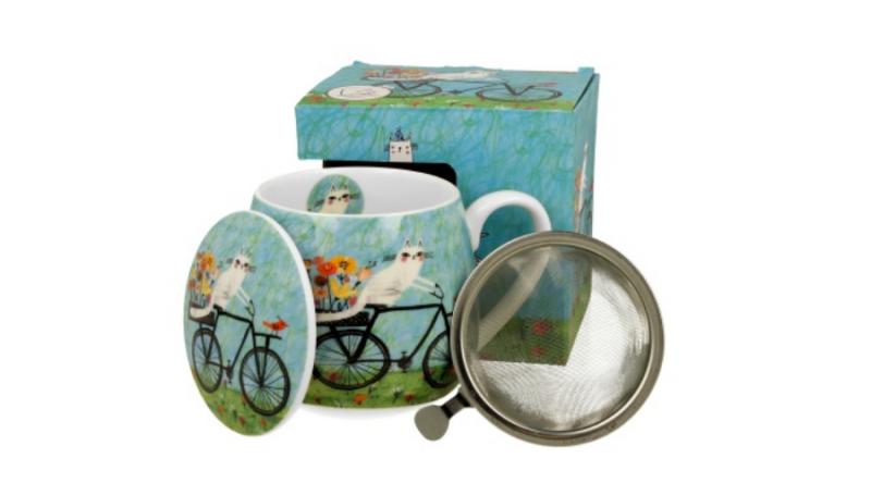 D.G.34516 Porcelánbögre tetővel,fémszűrővel,430ml,dobozban, Bicycle