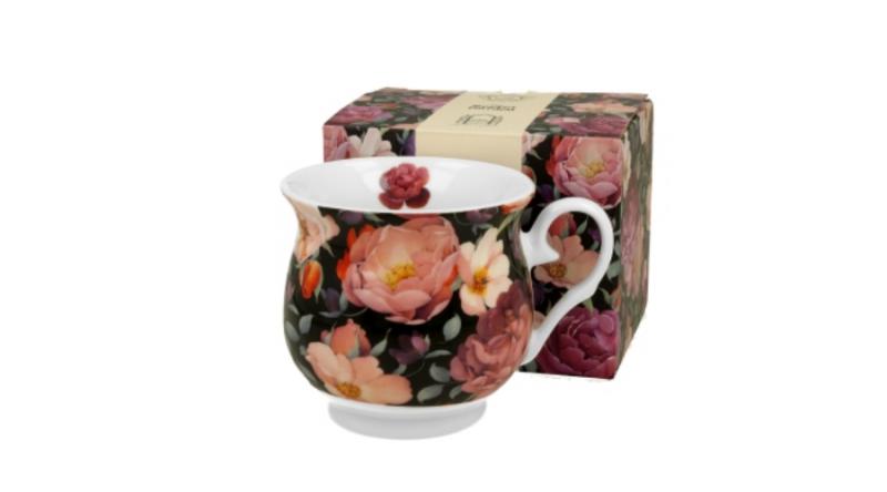 D.G.34820 Porcelánbögre 400ml, dobozban, Spring Roses Black