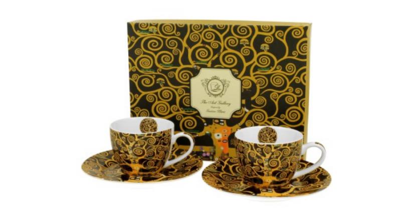 D.G.35551 Porceláncsésze+alj, 110ml, 2 személyes, dobozban, Klimt: Életfa