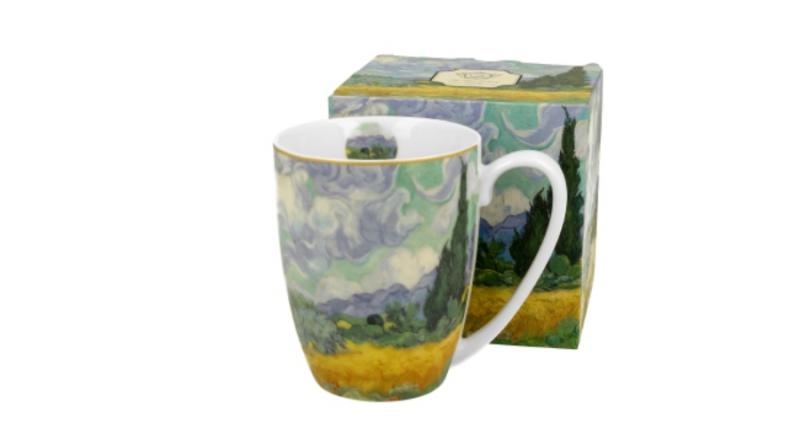 D.G.35889 Porcelánbögre 380ml, dobozban, Van Gogh: Búzaföld Ciprusokkal