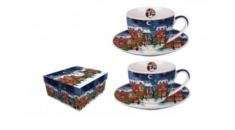 D.G.36084 Porceláncsésze+alj 280ml, 2 személyes, dobozban, Christmas City