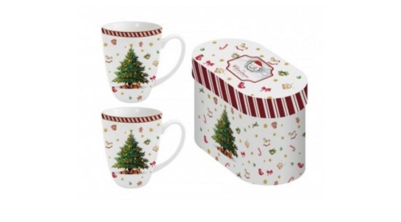 D.G.36619 Porcelánbögre 380ml, 2 db-os szett dobozban, Christmas Tree 2