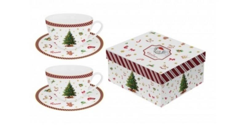 D.G.36626 Porceláncsésze+alj 280ml, 2 személyes, dobozban, Christmas Tree 2