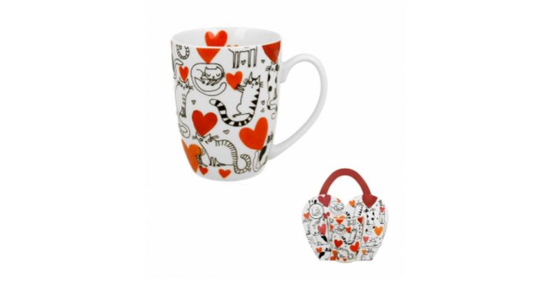 D.G.36817 Porcelánbögre 350ml, díszcsomagolásban, Hearts