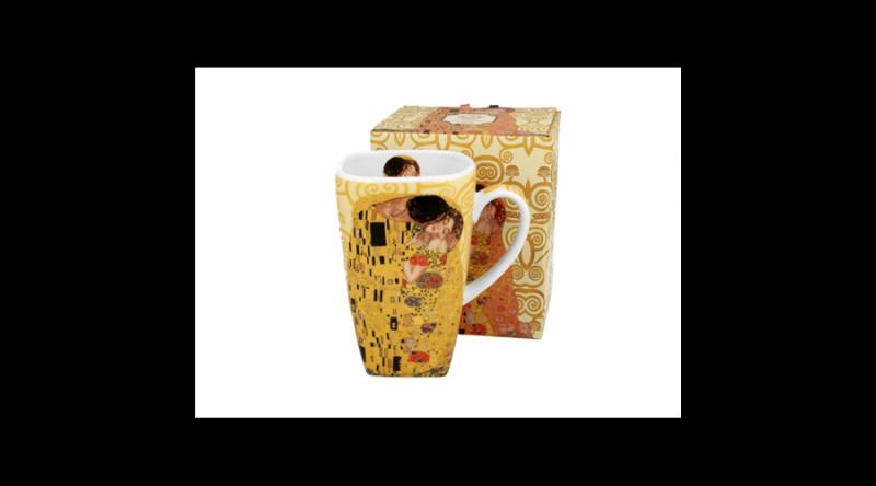 D.G.43372 Porcelánbögre szögletes, 630ml, dobozban, Klimt:The Kiss