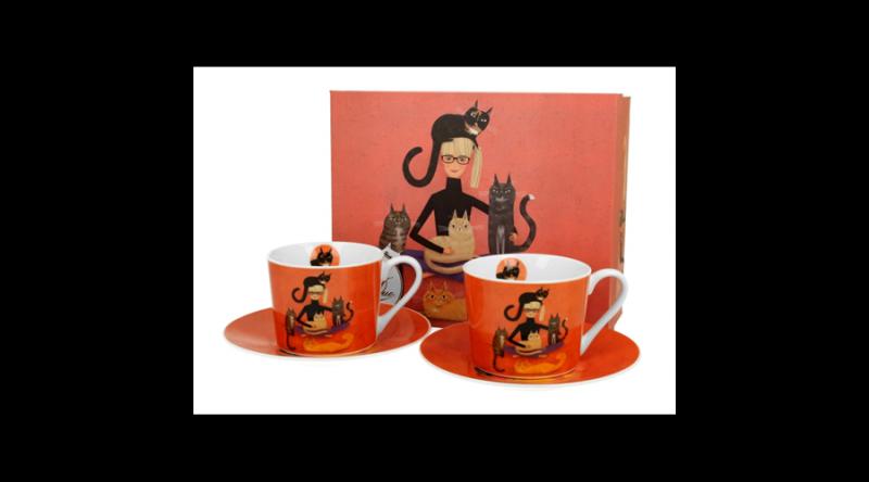 D.G.43938 Porceláncsésze+alj, 230ml, 2 személyes, dobozban, Cindy &Kitties;