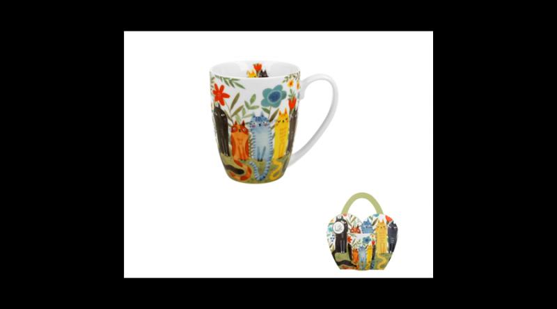 D.G.43983 Porcelánbögre 360ml, díszcsomagolásban, Garden Felines
