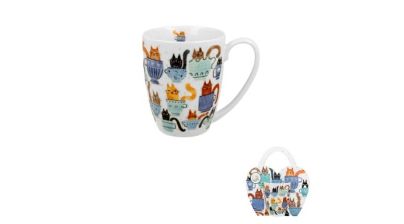 D.G.44058 Cicás porcelánbögre 350ml, díszcsomagolásban, Teacup Cats