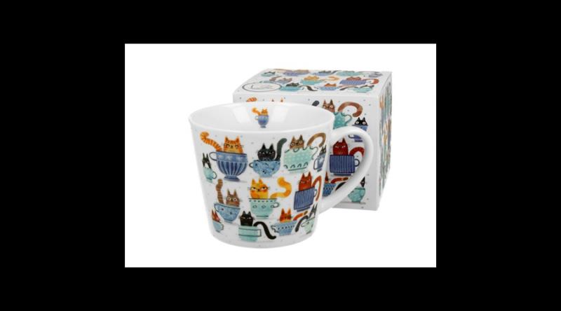 D.G.44065 Porcelánbögre 600ml, dobozban, Teacup Cats