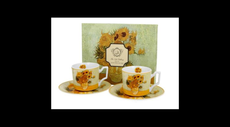 D.G.44164 Porceláncsésze+alj,110ml,2 személyes,dobozban, Van Gogh:Napraforgók