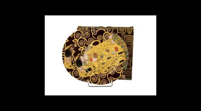 D.G.45628 Porcelán desszerttányér 2 db-os szett, dobozban, 19cm, Klimt: The Kiss