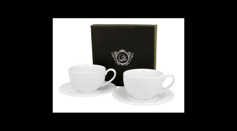 D.G.50394 Porceláncsésze+alj, 250ml, 2 személyes, dobozban, Diamond