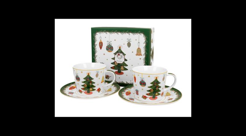D.G.50943 Porceláncsésze+alj, 250ml, 2 személyes, dobozban, Around Christmas Tree