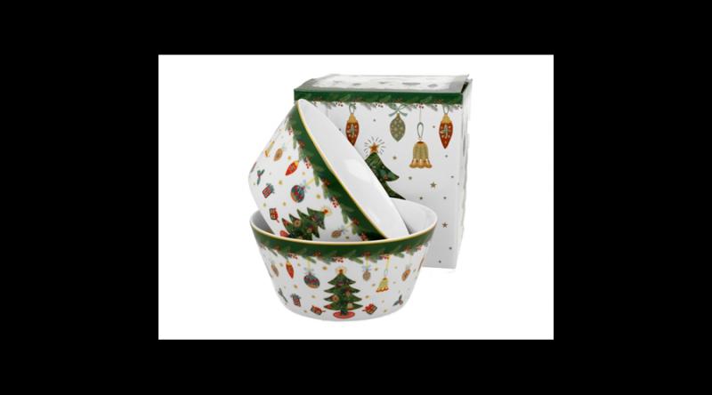 D.G.50950 Porcelántál szett 2db-os, 14cm, 700ml, Around Christmas Tree