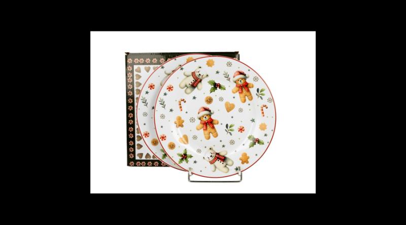 D.G.51087 Porcelán desszerttányér szett, 2db-os, 19cm, dobozban, Christmas Cuties