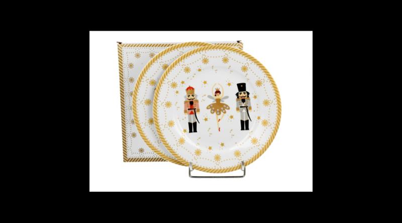 D.G.51209 Porcelán desszerttányér szett, 2db-os, 19cm, dobozban, Christmas Ballerina