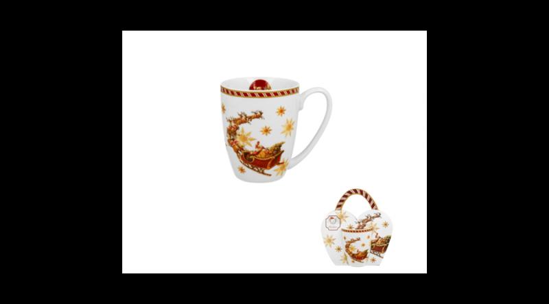 D.G.52244 Porcelánbögre 360ml, díszcsomagolásban, Santa on Sleigh