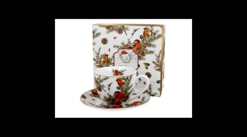 D.G.52978 Porceláncsésze+alj, 250ml, dobozban Christmas Birds