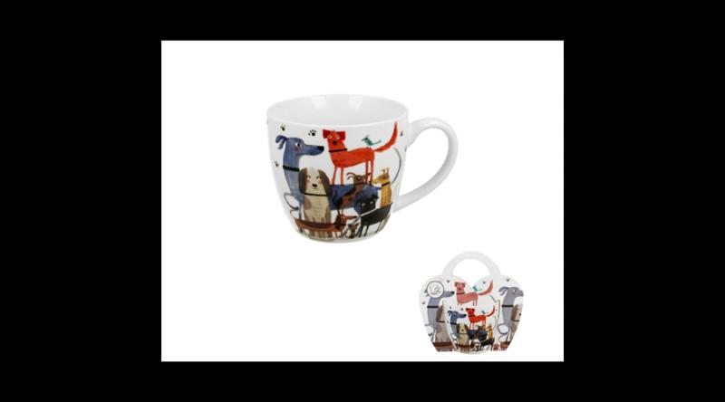 D.G.53913 Porcelánbögre 460ml, díszcsomagolásban, Dog walk