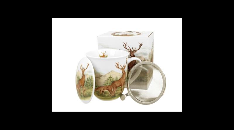 D.G.56501 Porcelánbögre tetővel, fémszűrővel, 400ml, dobozban, Deer
