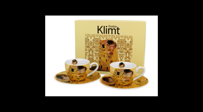 D.G.57041 Porceláncsésze+alj, 110ml, 2 személyes, dobozban, Klimt: The Kiss