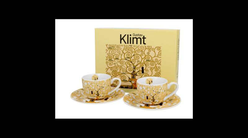 D.G.57270 Porceláncsésze+alj, 110ml, 2 személyes, dobozban, Klimt: Életfa