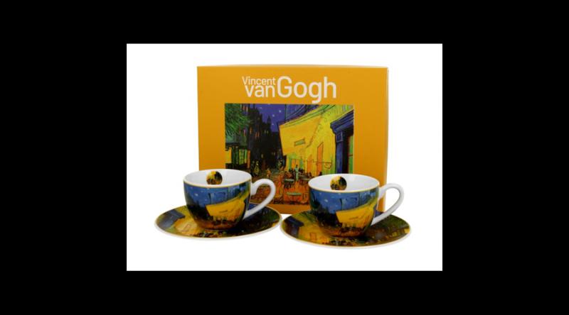 D.G.59366 Porceláncsésze+alj, 110ml, 2 személyes, dobozban, Van Gogh: Kávéház éjjel