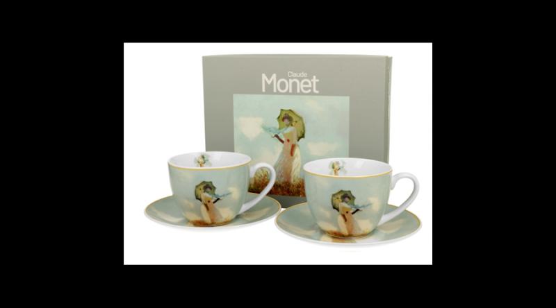 D.G.60218 Porceláncsésze+alj, 270ml, 2 személyes, dobozban, Monet: Hölgy esrnyővel