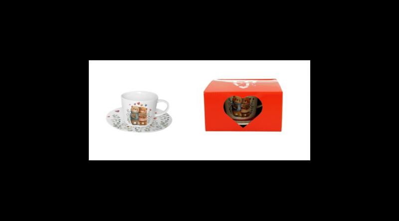 D.G.61543 Porceláncsésze+alj, 220ml, dobozban, Bears 2