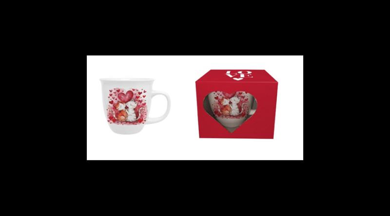 D.G.61642 Porcelánbögre 650ml, dobozban, Loving Cats