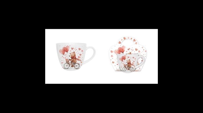 D.G.61925 Porcelánbögre 460ml, díszcsomagolásban, Bear on a bike