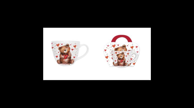 D.G.61963 Porcelánbögre 460ml, díszcsomagolásban, Teddy Bear with a Heart