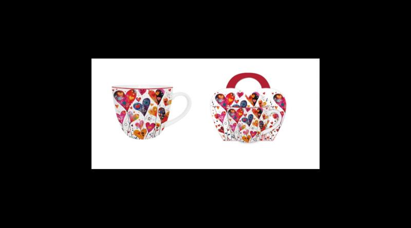 D.G.62045 Porcelánbögre 460ml, díszcsomagolásban, Colorful Hearts 1