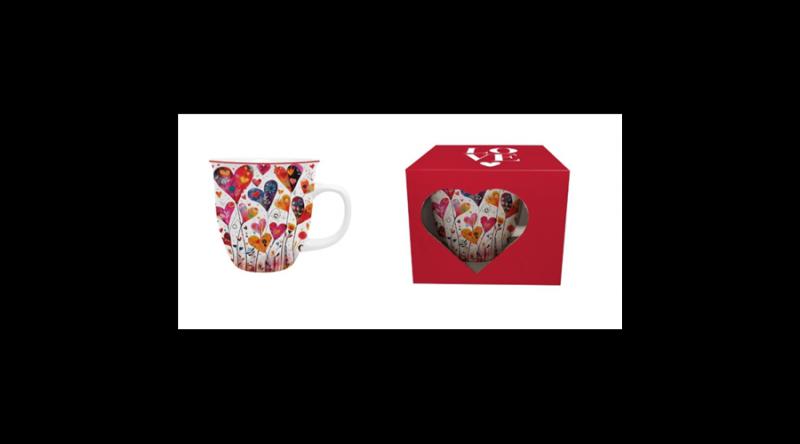 D.G.62069 Porcelánbögre 650ml, dobozban, Colorful Hearts 1