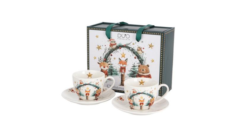 D.G.68122 Porceláncsésze+alj, 270ml, 2 személyes, dobozban, Christmas Cuties 2
