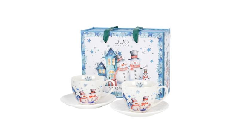 D.G.68542 Porceláncsésze+alj, 270ml, 2 személyes, dobozban, Snowman