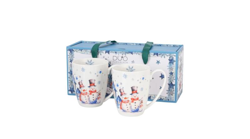 D.G.68559 Porcelánbögre 2 db-os szett, 360ml, dobozban, Snowman