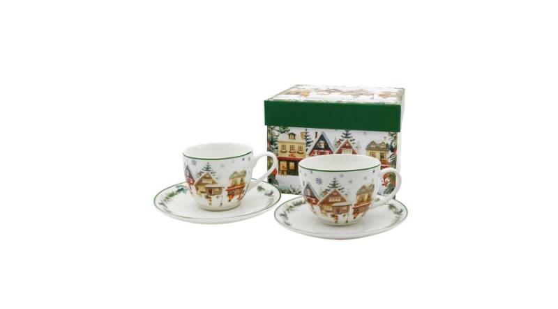 D.G.68887 Porceláncsésze+alj, 90ml, 2 személyes, dobozban, Christmas Village