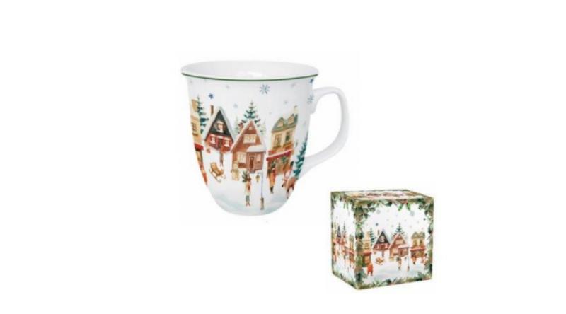 D.G.68900 Porcelánbögre 650ml, dobozban, Christmas Village