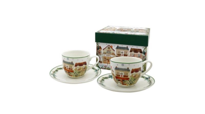 D.G.68986 Porceláncsésze+alj, 270ml, 2 személyes, dobozban, Christmas City 2