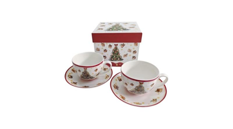 D.G.69105 Porceláncsésze+alj, 270ml, 2 személyes, dobozban, Christmas Tree 3