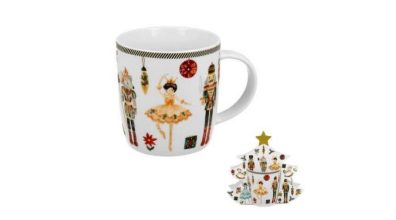 D.G.70729 Porcelánbögre 400ml, fenyőfa díszcsomagolásban, Christmas Nutcracker
