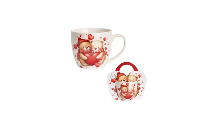 D.G.74680 Porcelánbögre 460ml,  díszcsomagolásban, Bears with hearts