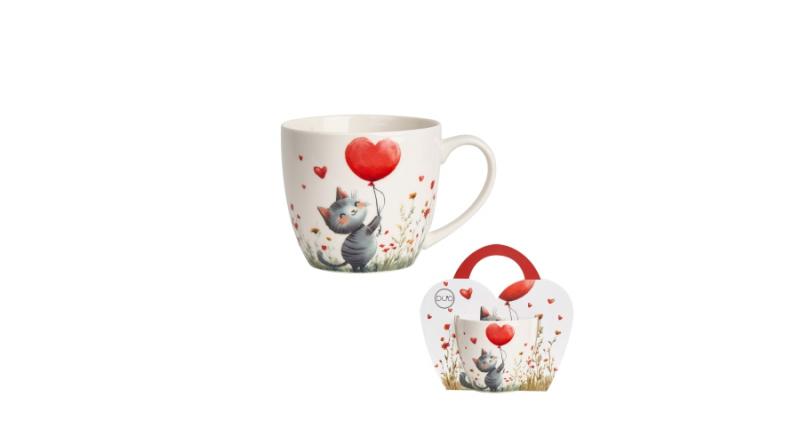 D.G.74840 Porcelánbögre 460ml,  díszcsomagolásban, Cat with ballon