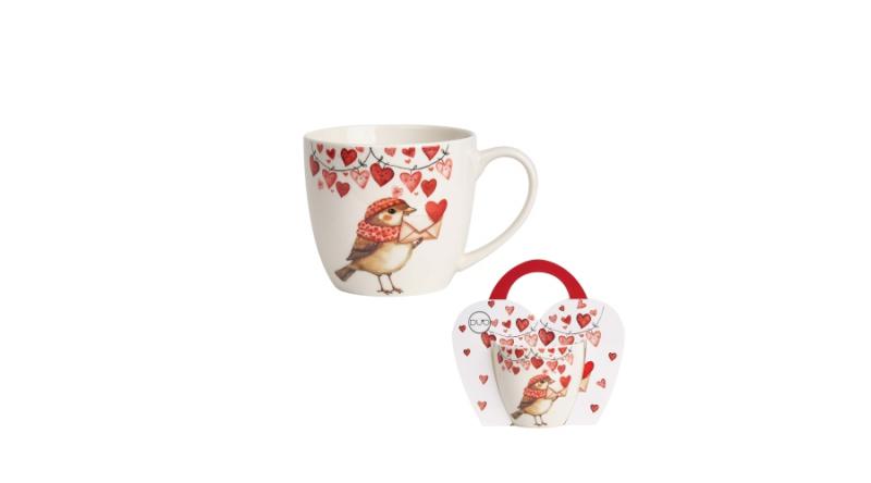 D.G.75076 Porcelánbögre 460ml,  díszcsomagolásban, Sparrow