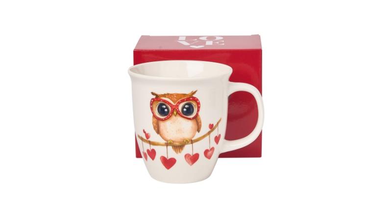 D.G.75168 Porcelánbögre 650ml, dobozban, Owl